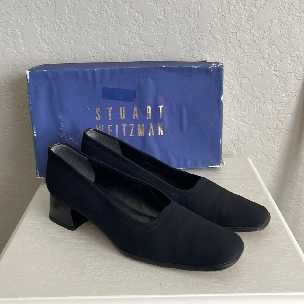 Vintage 90's Stuart Weitzman Chunky Heels With Y2K Flairlo Micro Stretch Size 9